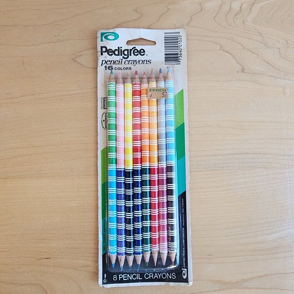 Vintage 1980 Pedigree PC-Pencil Crayons 8 Pack Sealed Empire USA NOS